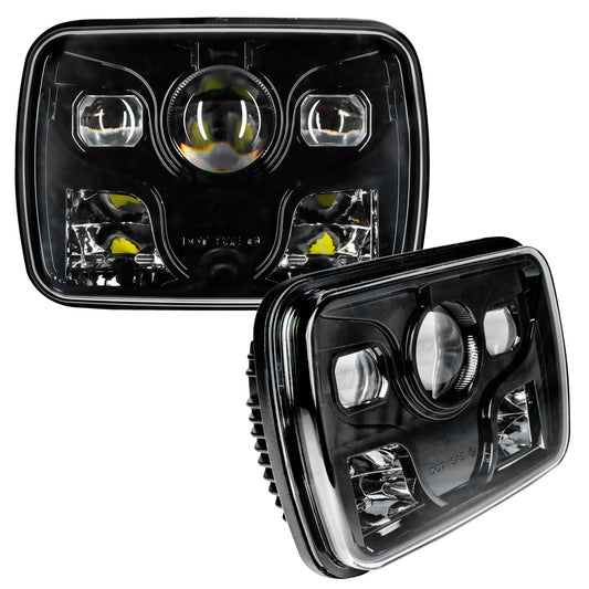 7 in. x6 in. 40W Replacement LED Headlight Black (Pair)