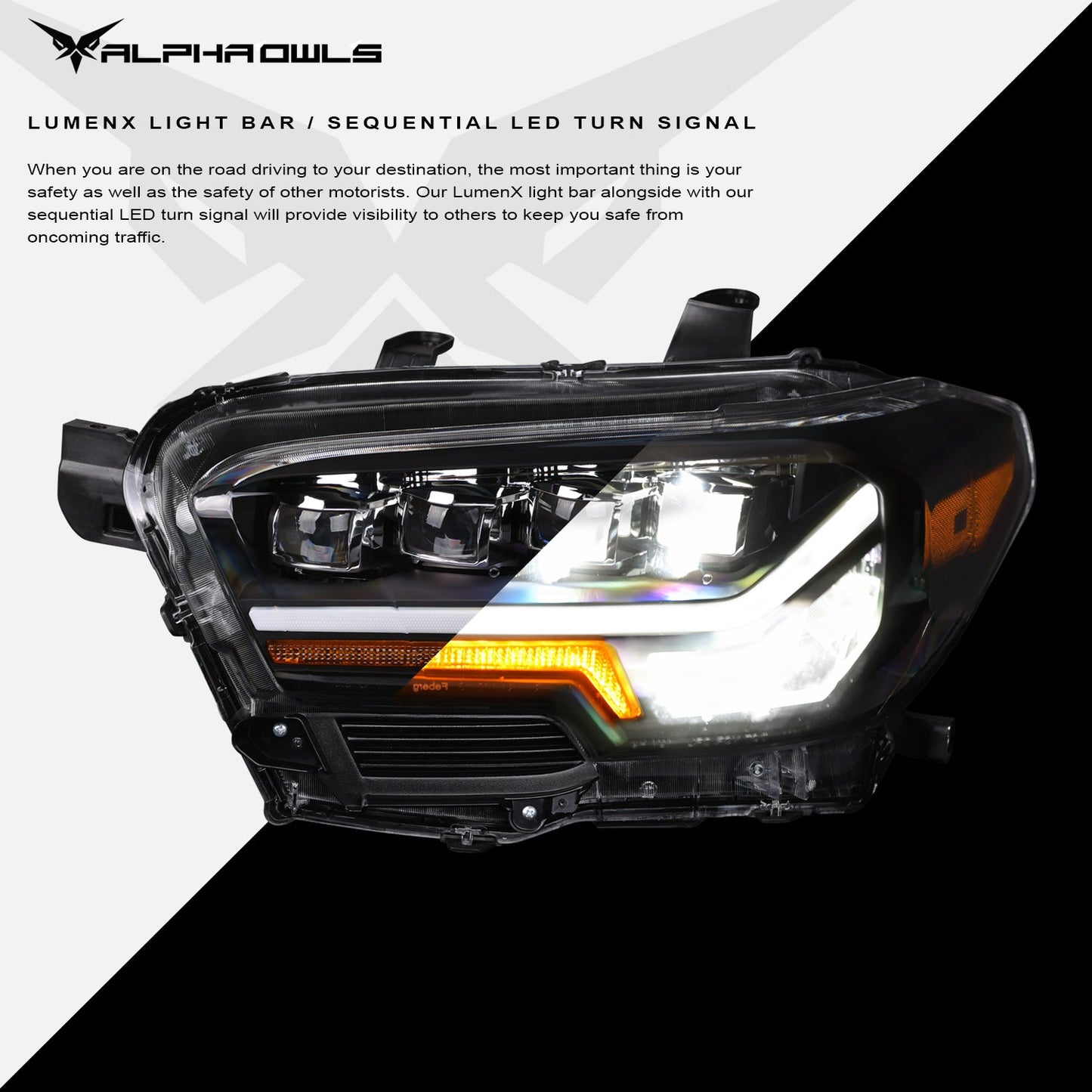 Quad-Pro Series LED DRL Projector Headlights <br> 16-22 Toyota Tacoma