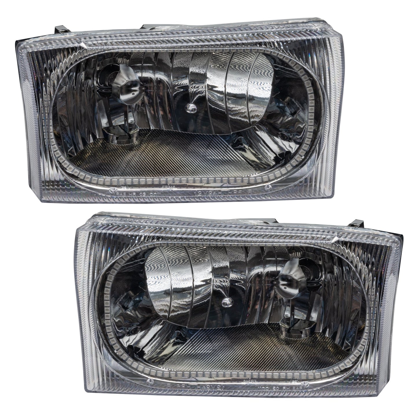 Pre-Assembled LED Halo Headlights <br>99-04 Ford F-250/350 Superduty