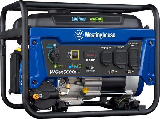 Westinghouse WGen3600DFv Generator 3600W/4650W 30 Amp Recoil Start Dual Fuel New