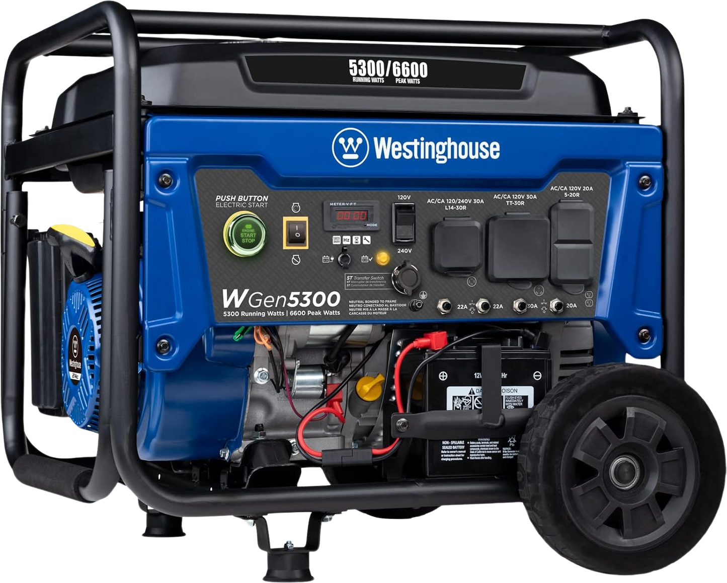 Westinghouse WGen5300 Generator 5300W/6600W 30 Amp Remote Start Gas New