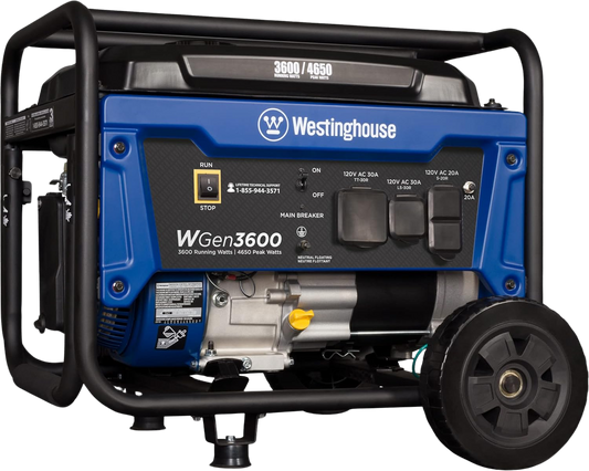 Westinghouse WGen3600 Generator 3600W/4650W 30 Amp Recoil Start Gas New