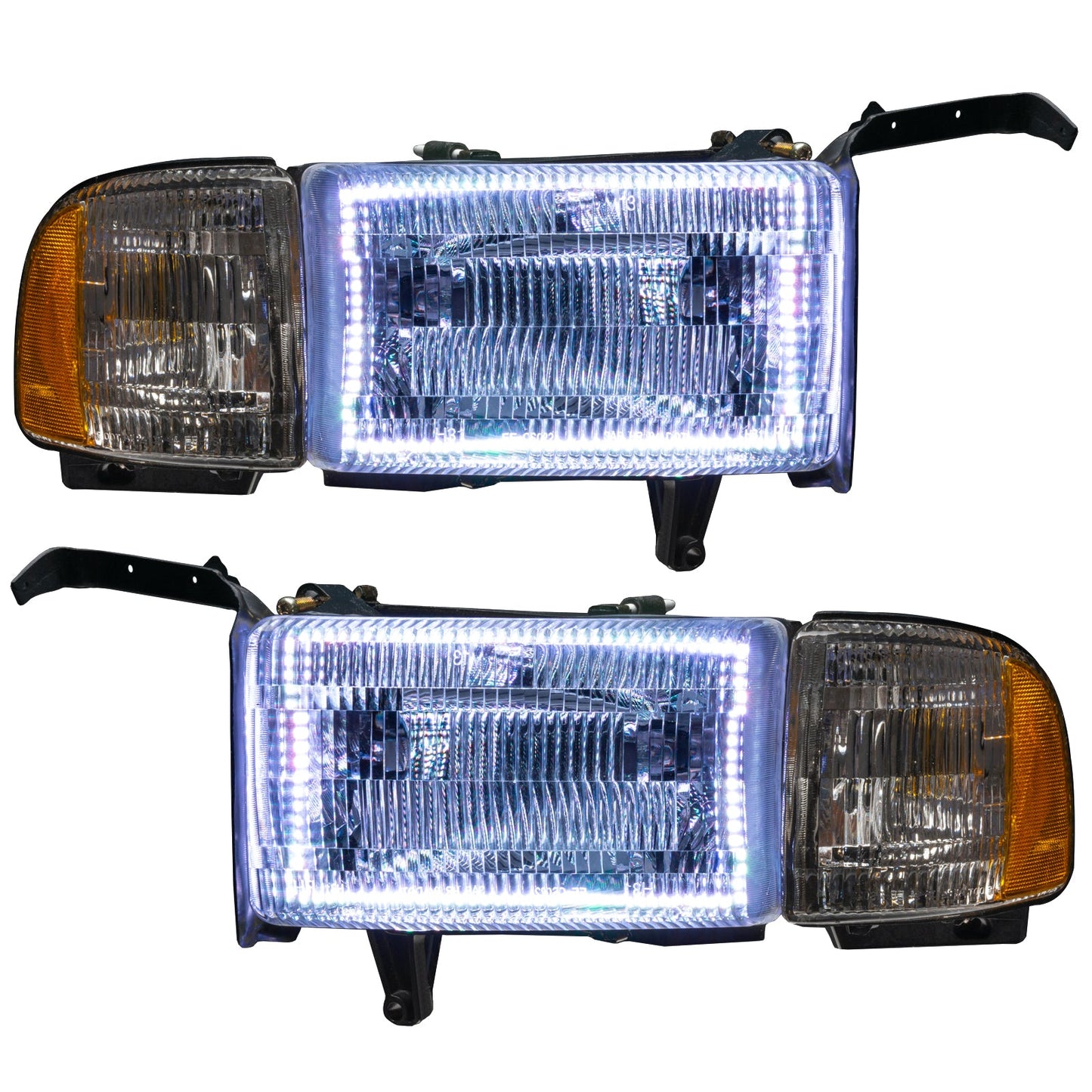 Pre-Assembled LED Halo Headlights <br>94-02 Dodge Ram