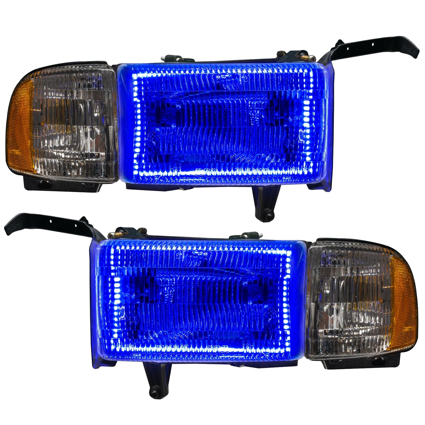 Pre-Assembled LED Halo Headlights <br>94-02 Dodge Ram