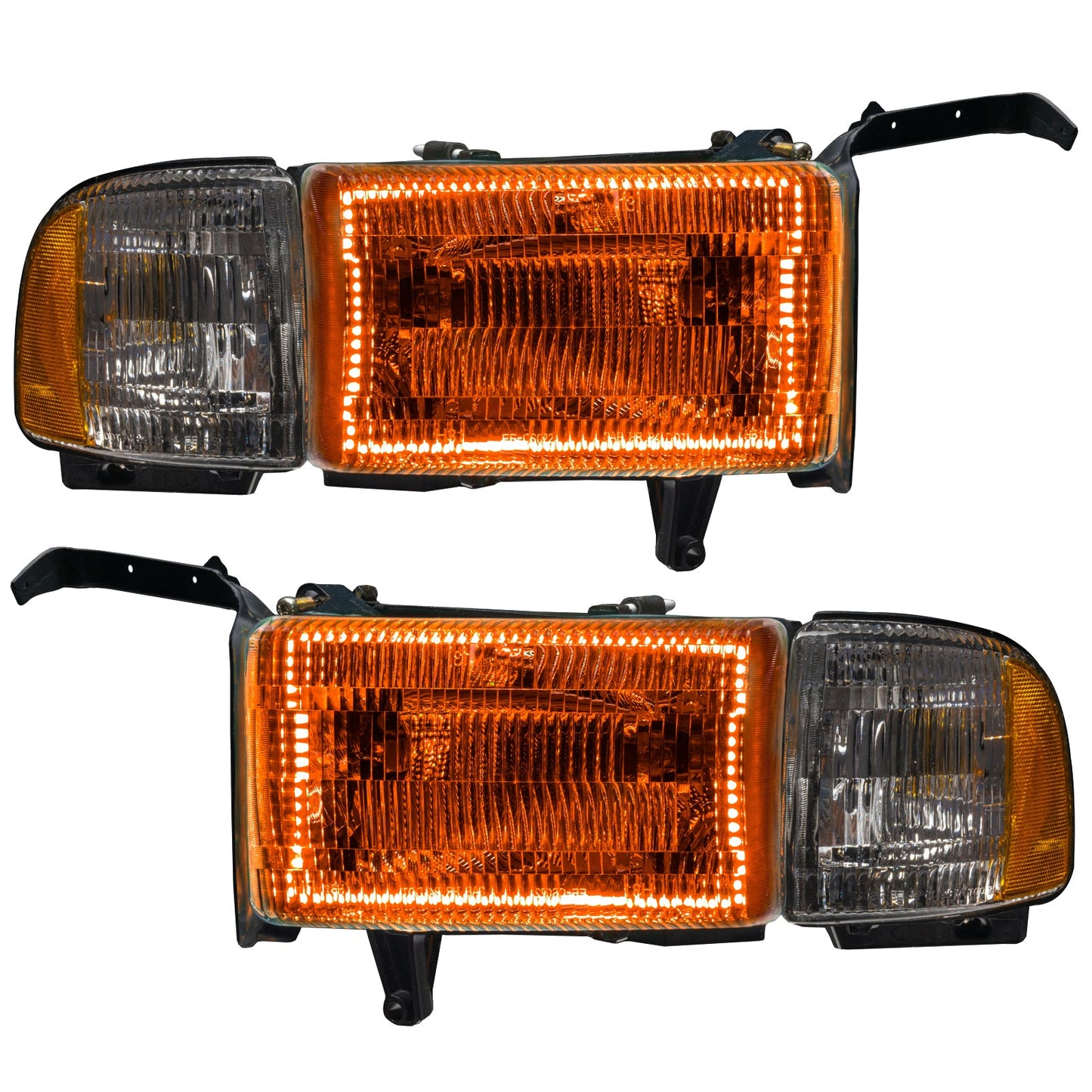 Pre-Assembled LED Halo Headlights <br>94-02 Dodge Ram