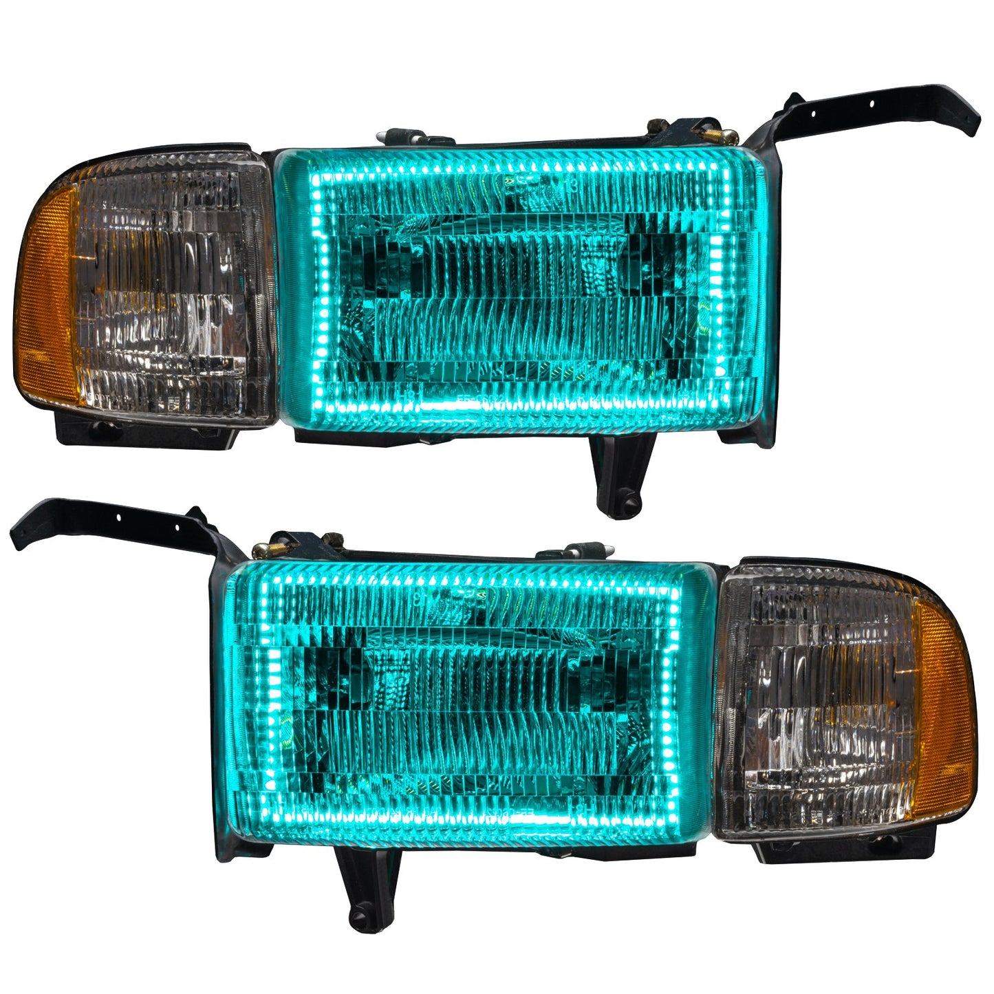 Pre-Assembled LED Halo Headlights <br>94-02 Dodge Ram