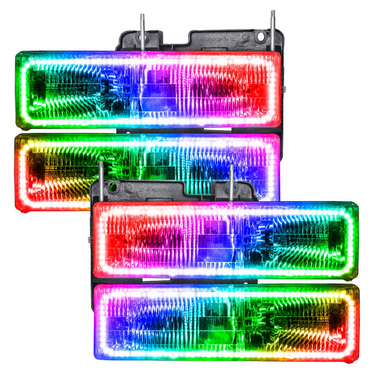 Pre-Assembled LED Halo Headlights <br>92-99 Chevy Suburban