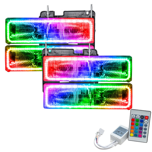 Pre-Assembled LED Halo Headlights <br>92-99 Chevy Suburban