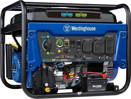 Westinghouse WGen5300DFc Generator 5300W/6600W 30 Amp Remote Start Dual Fuel with CO Sensor New