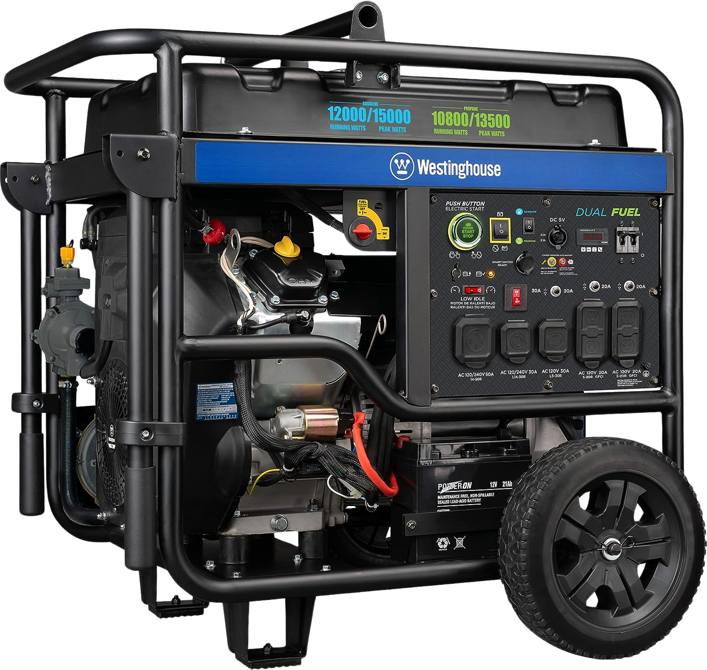 Westinghouse WGen12000DFc Generator 12000W/15000W 50 Amp Remote Start Dual Fuel with CO Sensor New