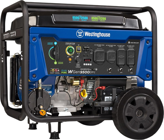 Westinghouse WGen9500DFc Generator 9500W/12500W 50 Amp Remote Start Dual Fuel with CO Sensor New