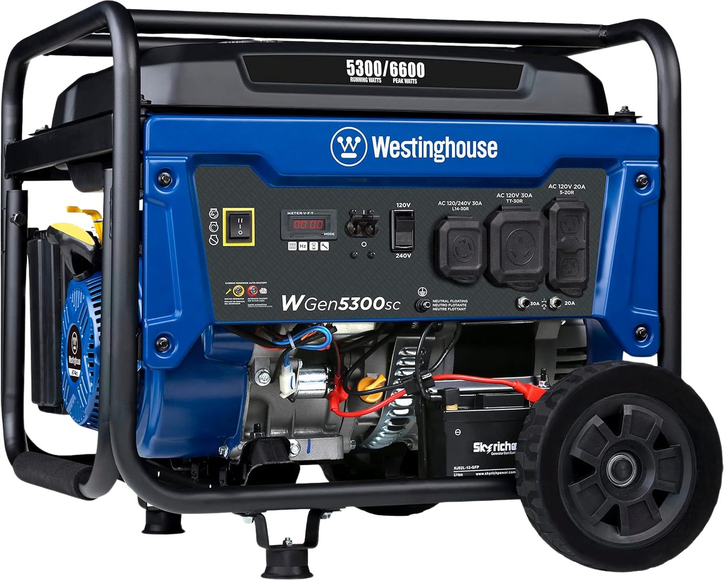 Westinghouse WGen5300sc Generator 5300W/6600W 30 Amp Electric Start Gas with CO Sensor New