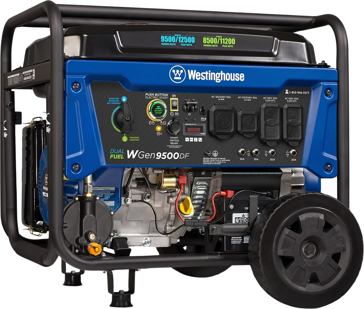 Westinghouse WGen9500DF Generator 9500W/12500W 50 Amp Remote Start Dual Fuel New