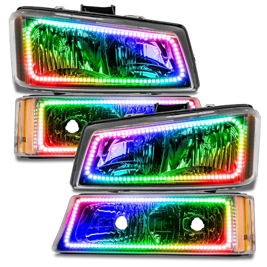 Pre-Assembled LED Halo Headlights w/ Parking Lights <br>03-06 Chevy Silverado