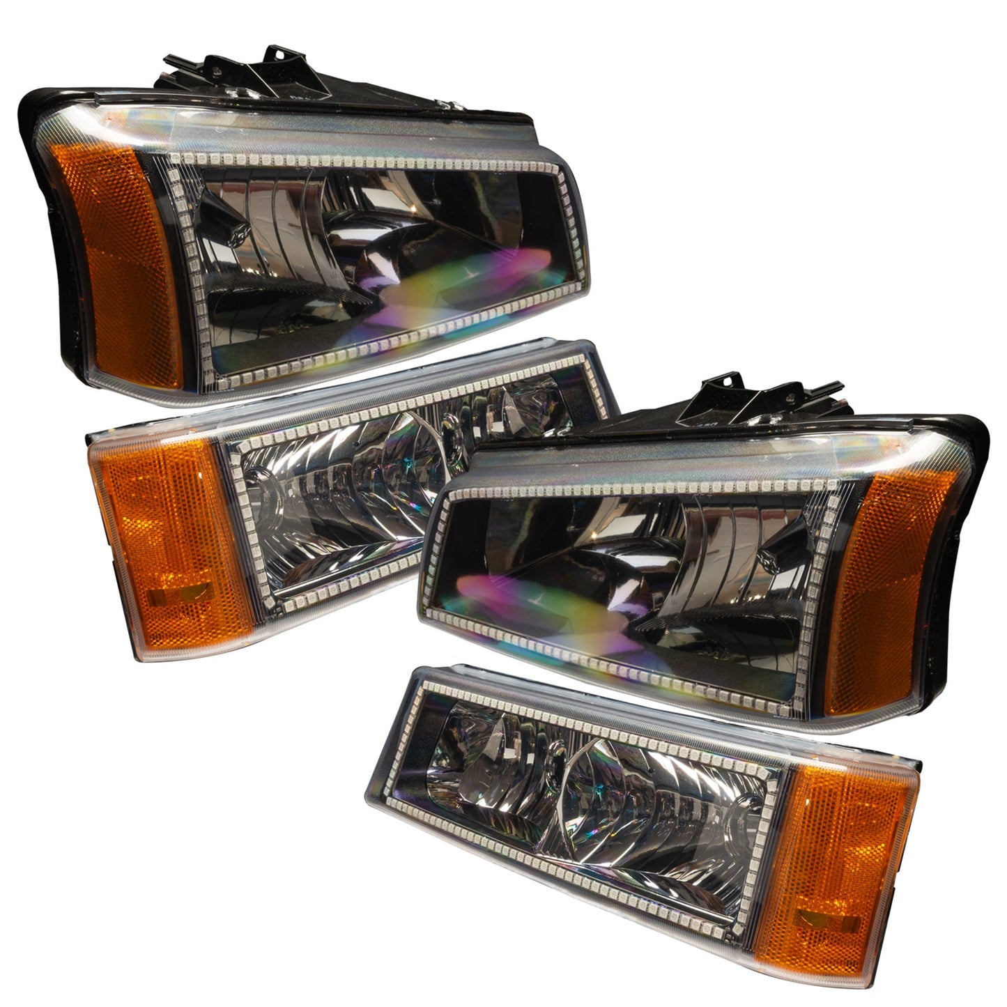 Pre-Assembled LED Halo Headlights w/ Parking Lights <br>03-06 Chevy Silverado