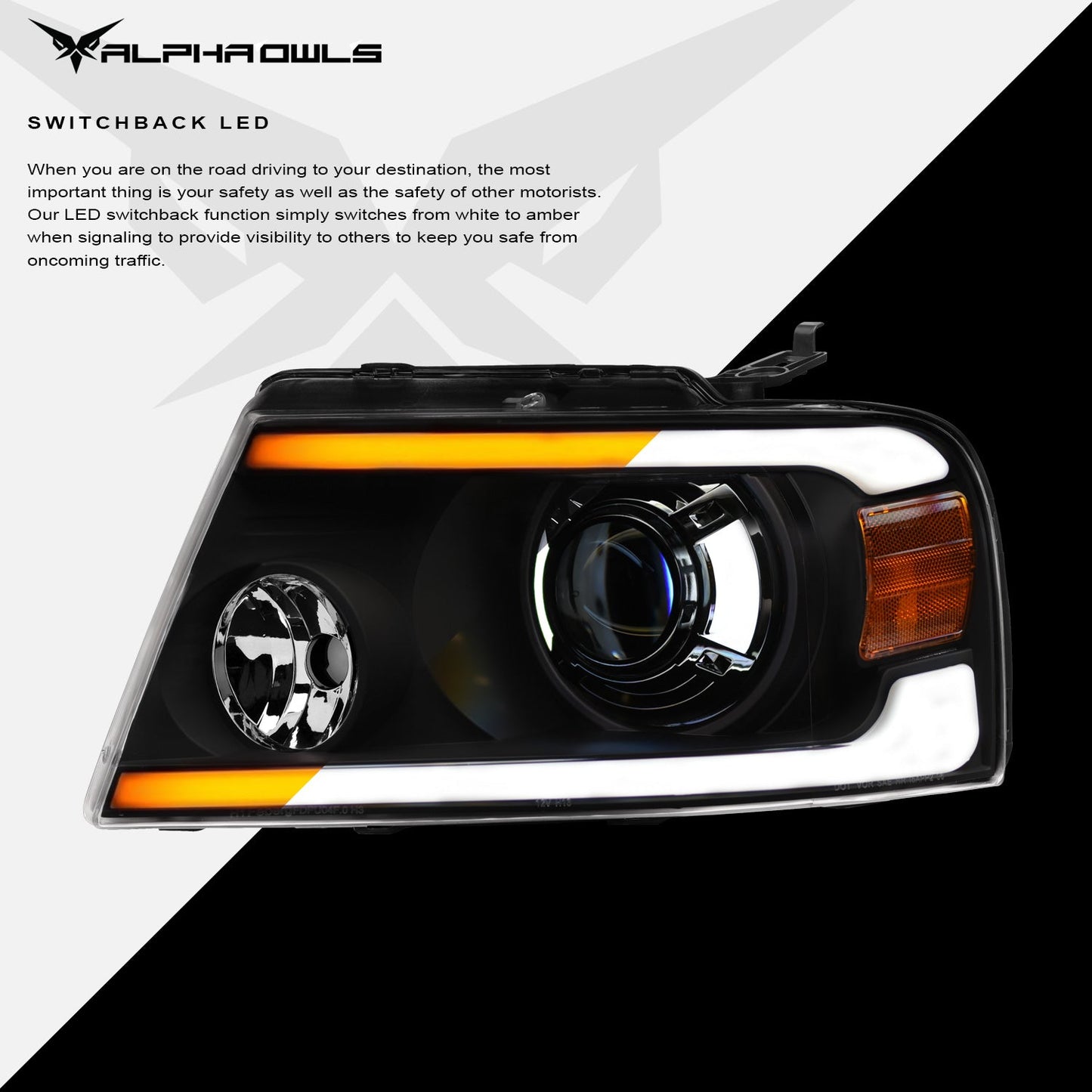 SQX Series LED Sequential Projector Headlights <br> 04-08 Ford F-150