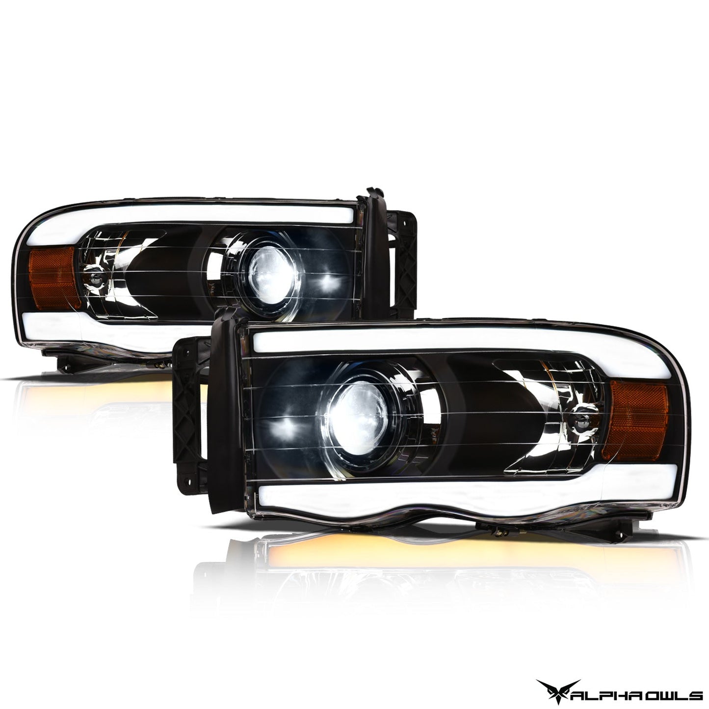 SQX Series LED Sequential Projector Headlights <BR> 02-05 Dodge Ram 1500