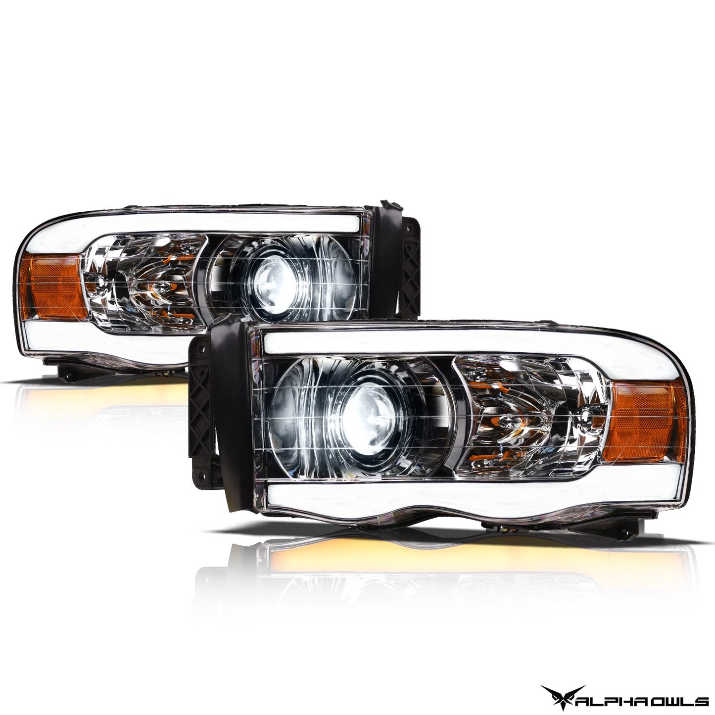 SQX Series LED Sequential Projector Headlights <BR> 02-05 Dodge Ram 1500