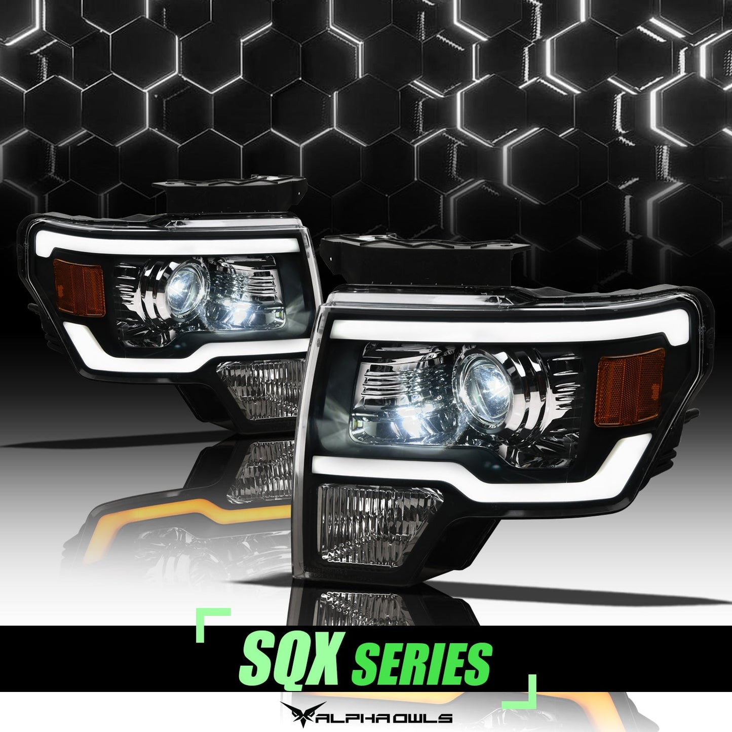 SQX Series LED Sequential Projector Headlights <br> 09-14 Ford F-150