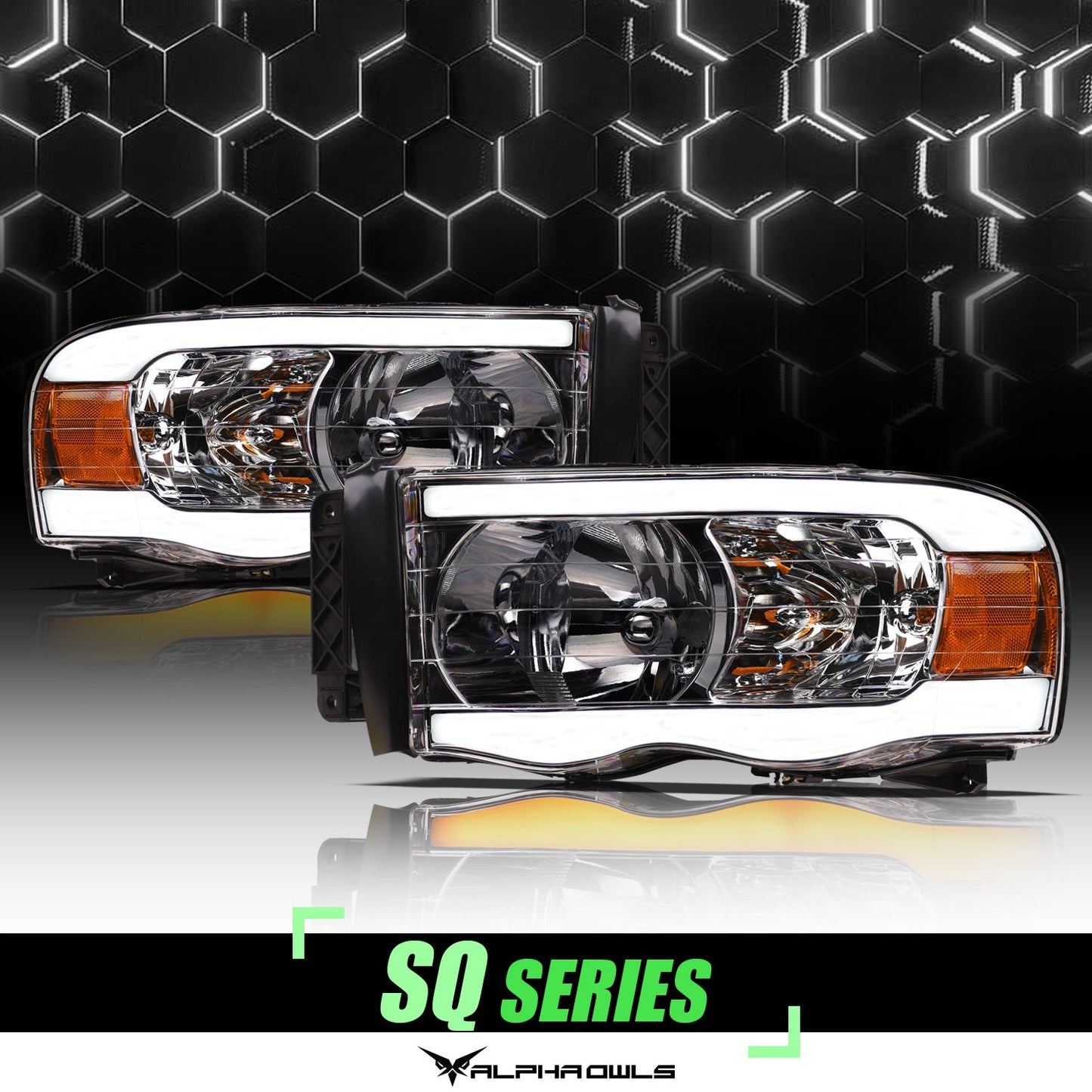 SQ Series Sequential Headlights W/LumenX Light Bar <br> 02-05 Dodge Ram 1500