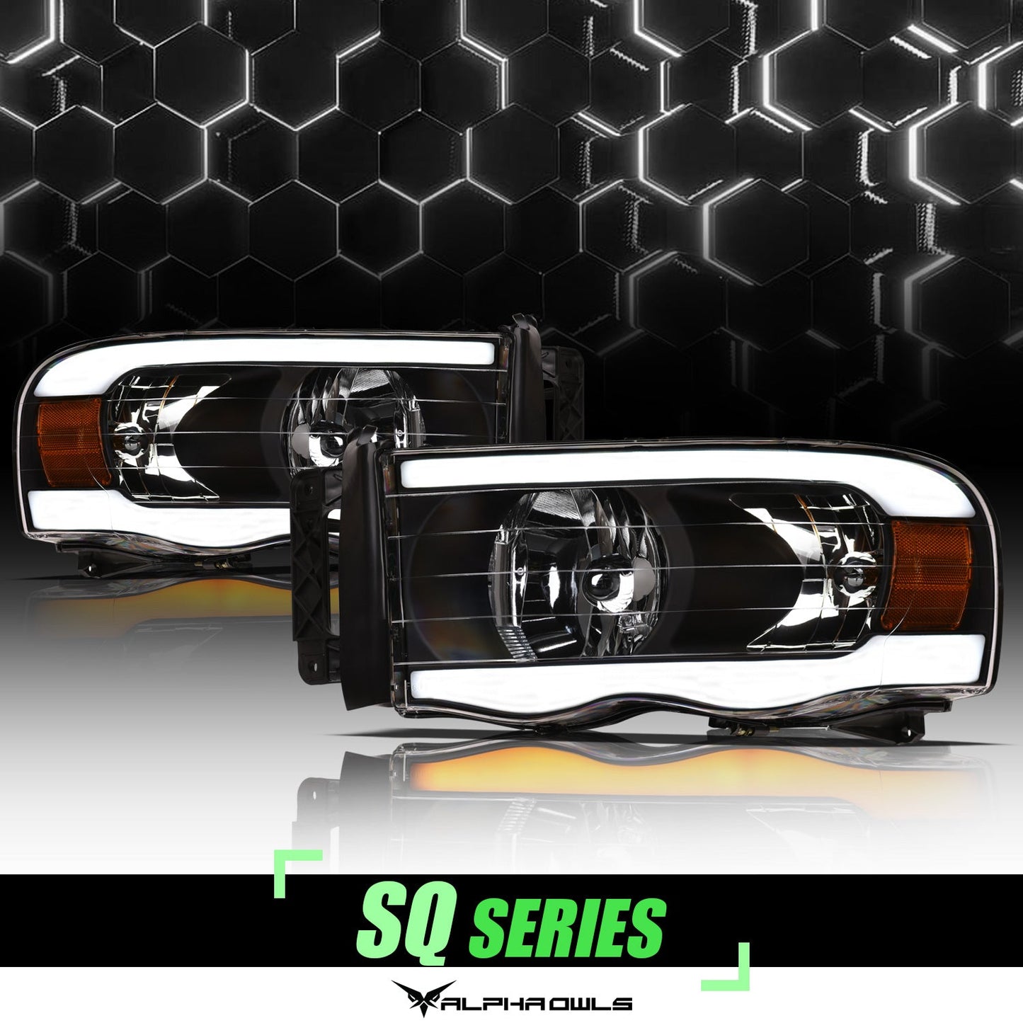 SQ Series Sequential Headlights W/LumenX Light Bar <br> 02-05 Dodge Ram 1500