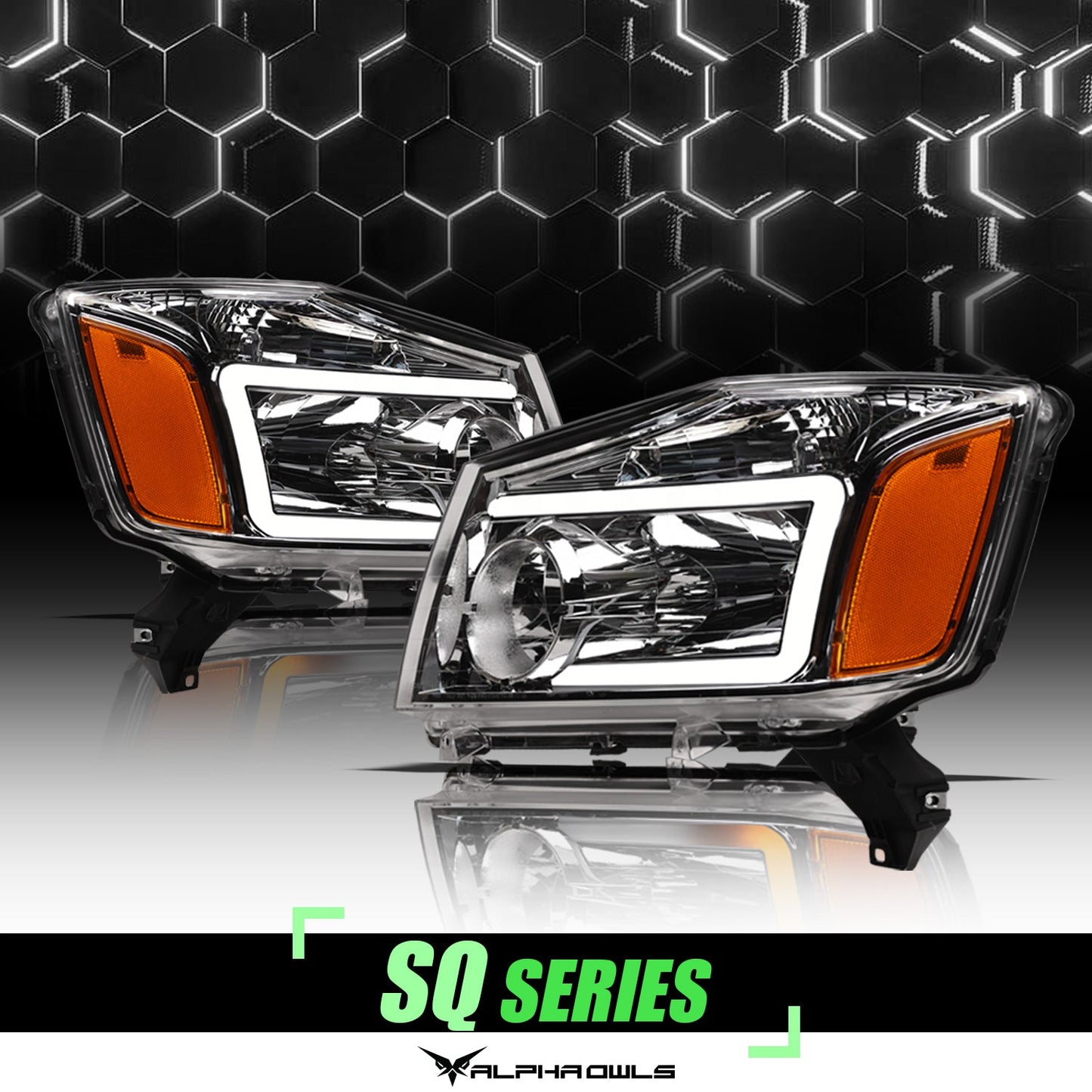 SQ Series Sequential Headlights W/LumenX Light Bar <BR> 04-05 Nissan Titan