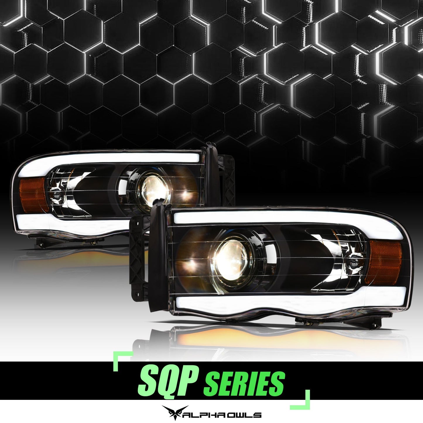 SQP Series Sequential Projector Headlights <br> 02-05 Dodge Ram 1500