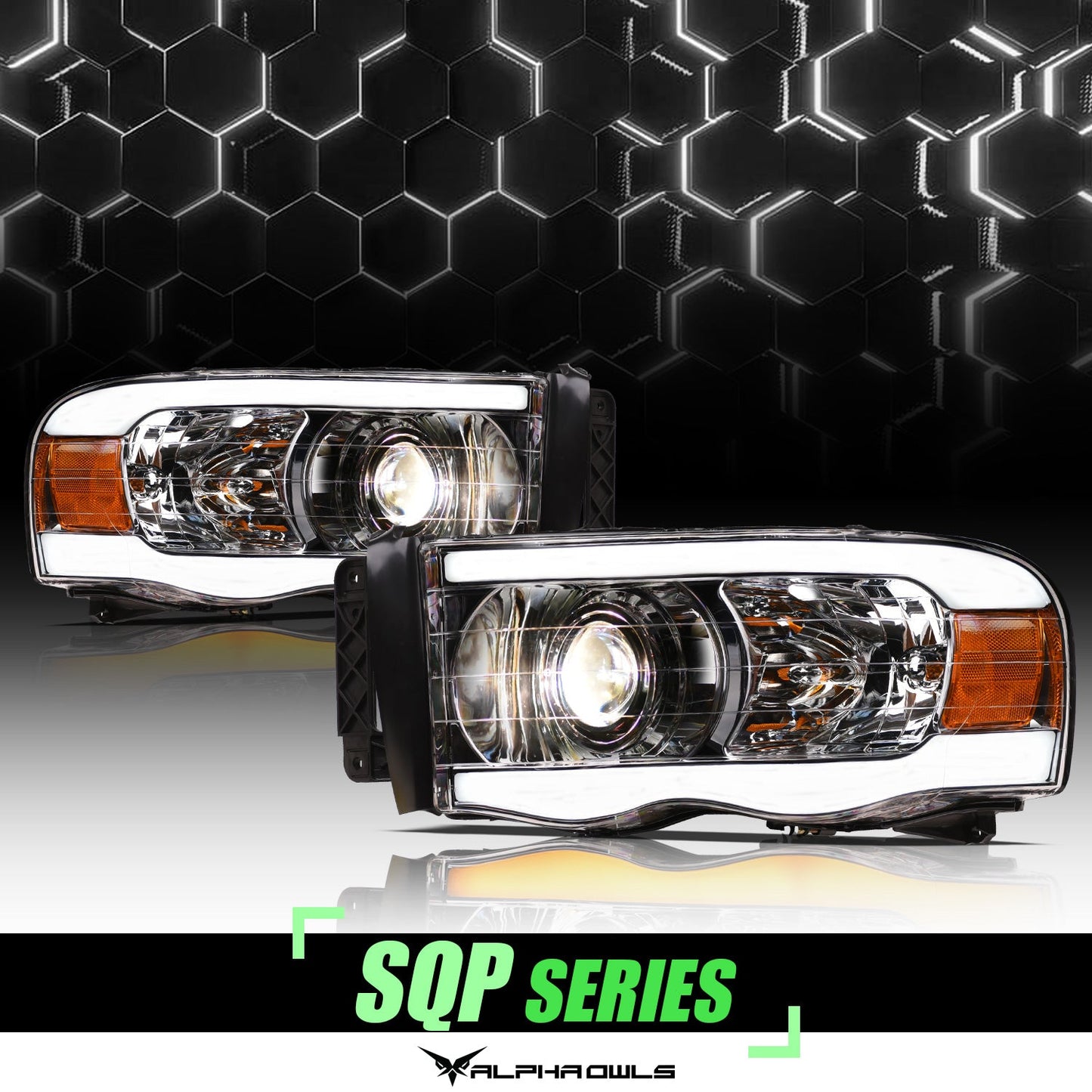 SQP Series Sequential Projector Headlights <br> 02-05 Dodge Ram 1500