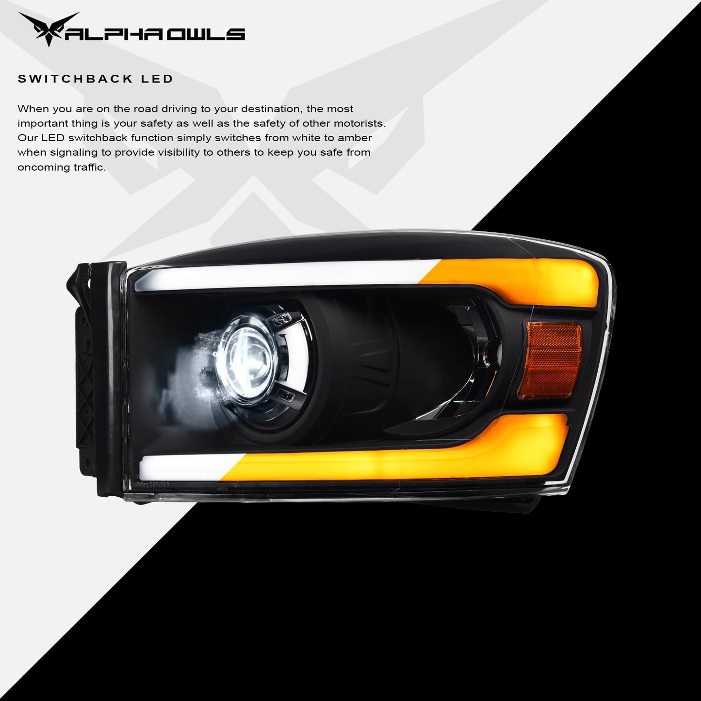 SQX Series LED Sequential Projector Headlights <BR> 06-09 Dodge Ram 1500 2500 3500