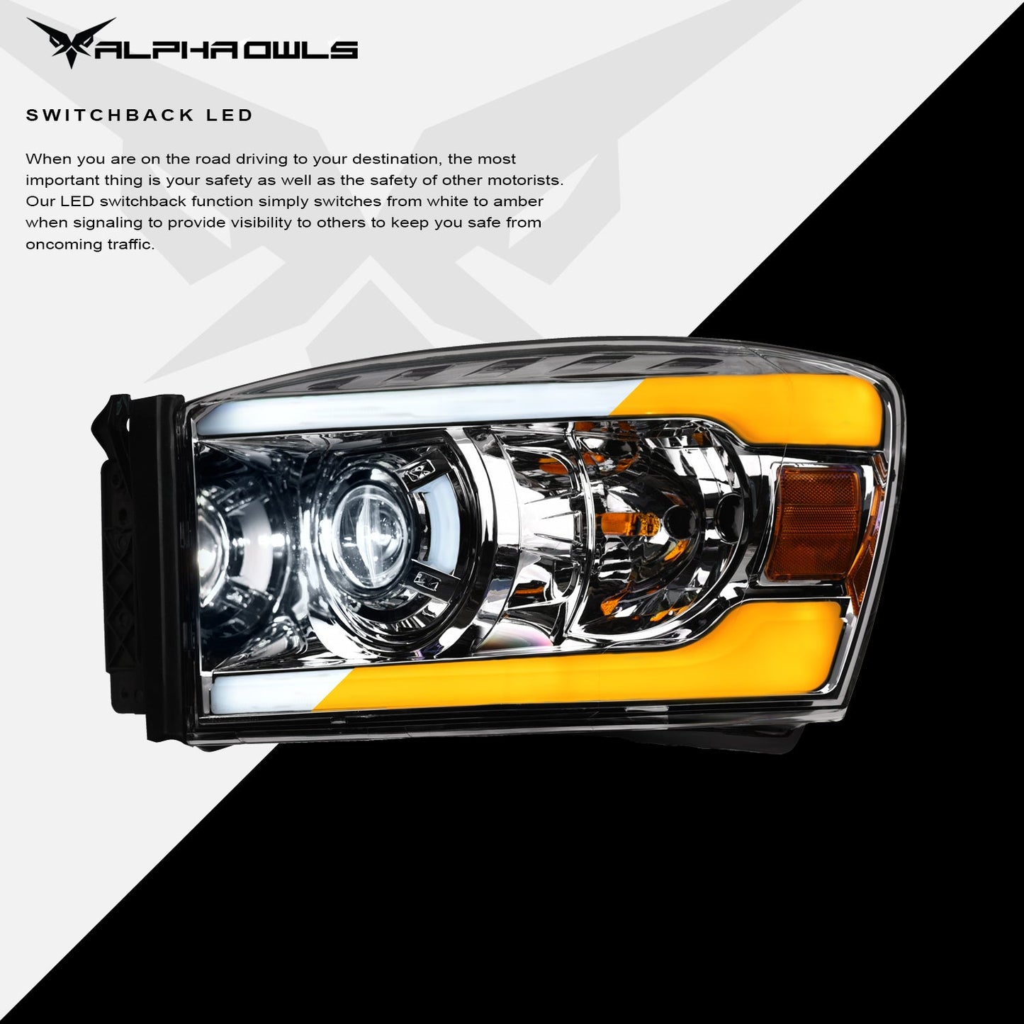 SQX Series LED Sequential Projector Headlights <BR> 06-09 Dodge Ram 1500 2500 3500