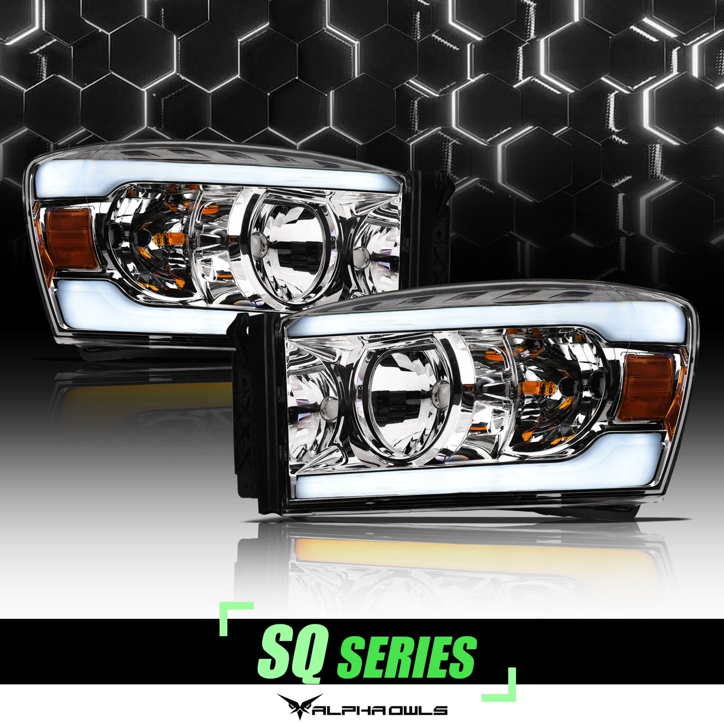 SQ Series Sequential Headlights w/ LumenX Light Bar <br>06-09 Dodge Ram 1500 2500 3500