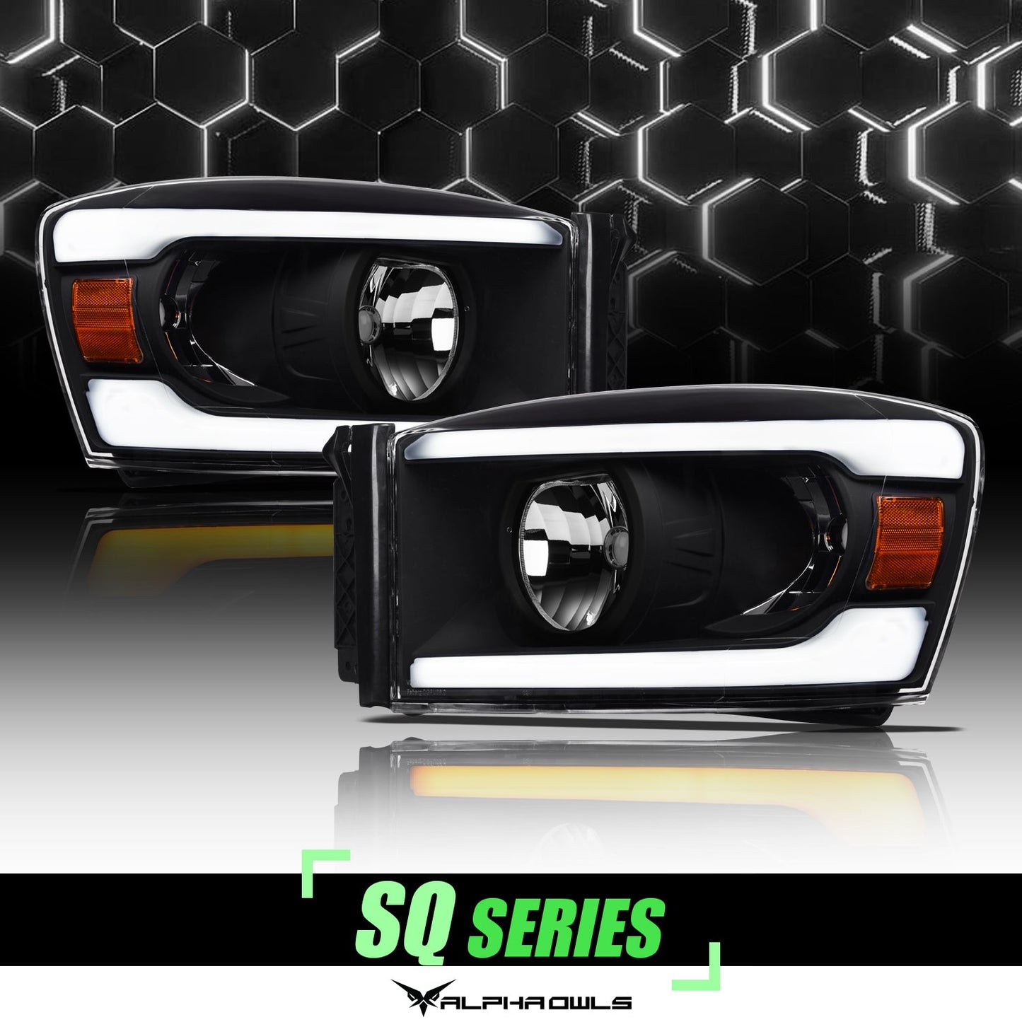 SQ Series Sequential Headlights w/ LumenX Light Bar <br>06-09 Dodge Ram 1500 2500 3500