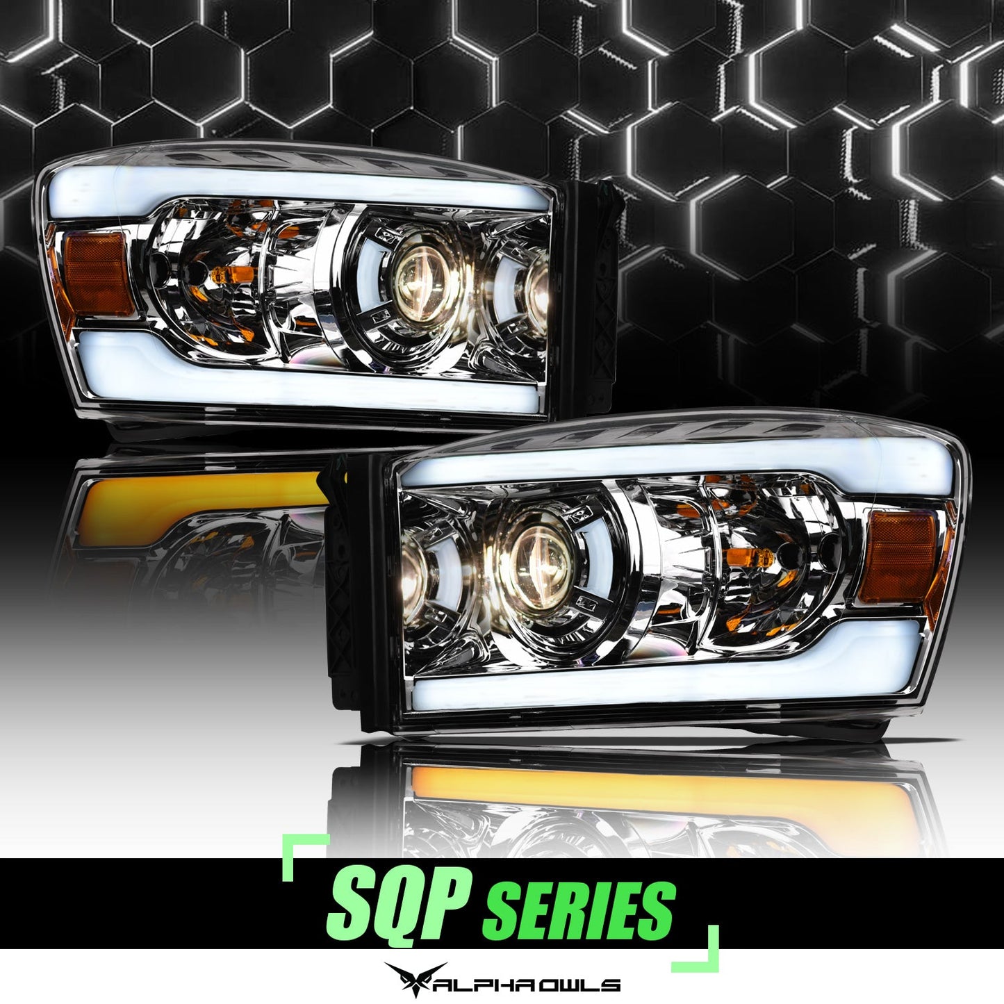 SQP Series Sequential Projector Headlights <BR> 06-09 Dodge Ram 1500 2500 3500