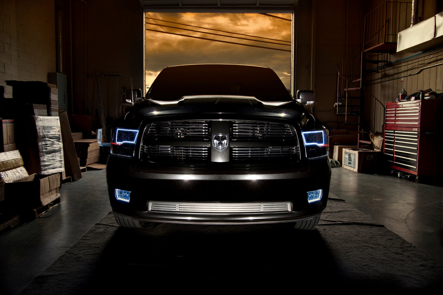 Switchback Halo Headlights (Black Housing) <br>09-18 Ram 1500 Sport