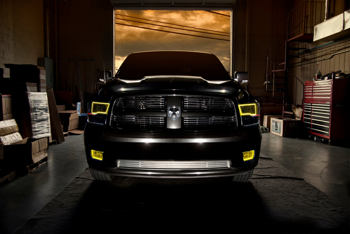 Switchback Halo Headlights (Black Housing) <br>09-18 Ram 1500 Sport