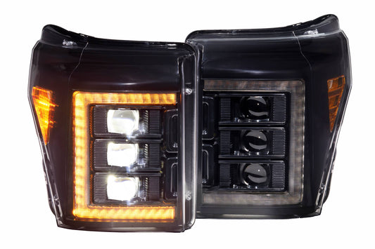 XB LED Headlights <br> 11-16 Ford Super Duty (Pair / Amber DRL)