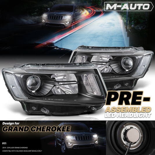 Projector Headlights w/LED Bulbs (Black)<br>14-16 Jeep Grand Cherokee