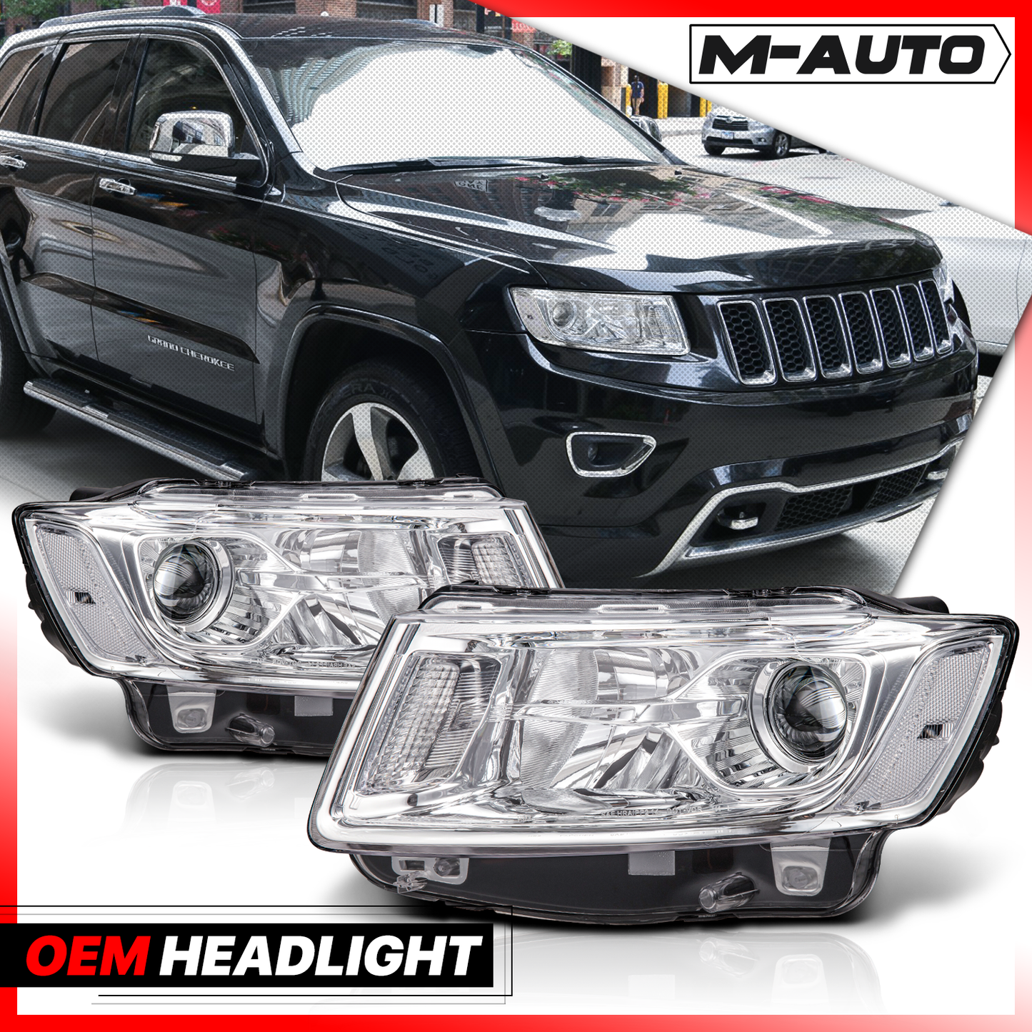 Projector Headlights (Chrome)<br>14-16 Jeep Grand Cherokee