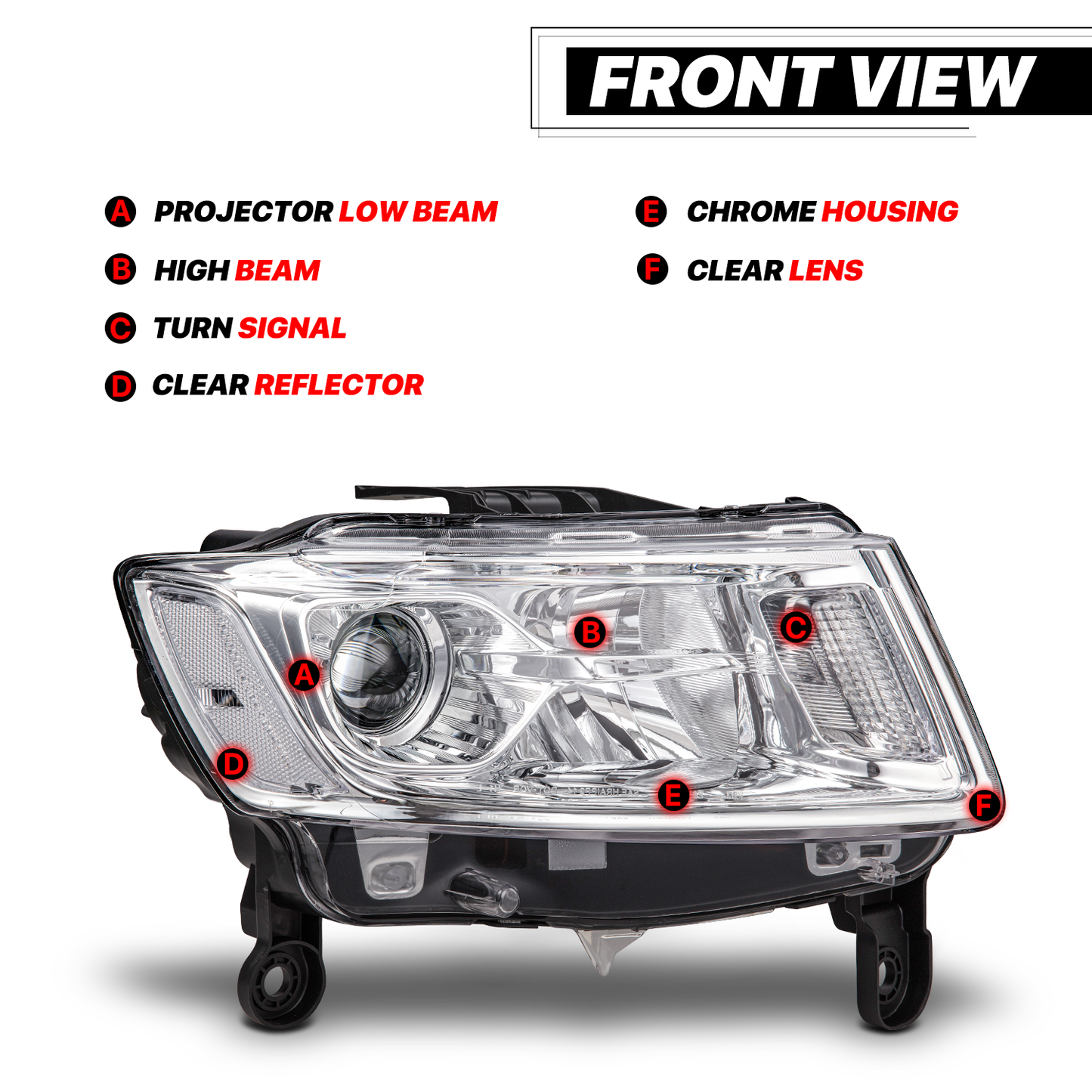 Projector Headlights (Chrome)<br>14-16 Jeep Grand Cherokee