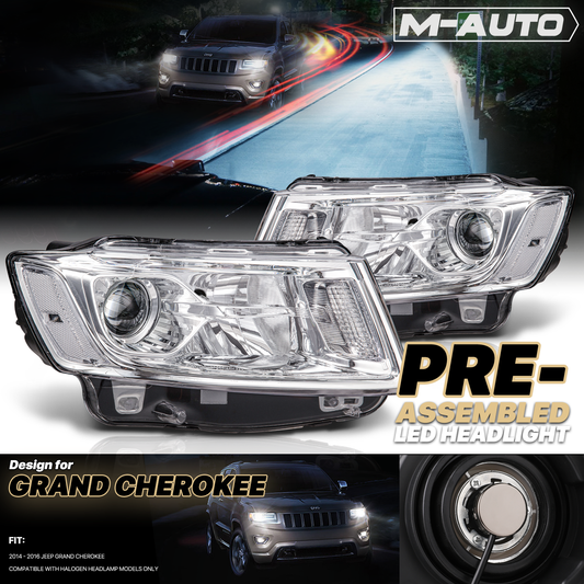 Projector Headlights w/LED Bulbs (Chrome)<br>14-16 Jeep Grand Cherokee