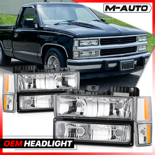 8pcs Headlights+Corner/ Bumper Light (Chrome)<br>88-93 Chevy C/K C10 Pickup, Suburban