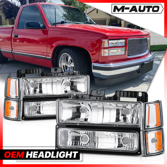 8pcs Headlights+Corner/ Bumper Light (Chrome)<br>94-00 GMC C/K C10 Pickup, Suburban