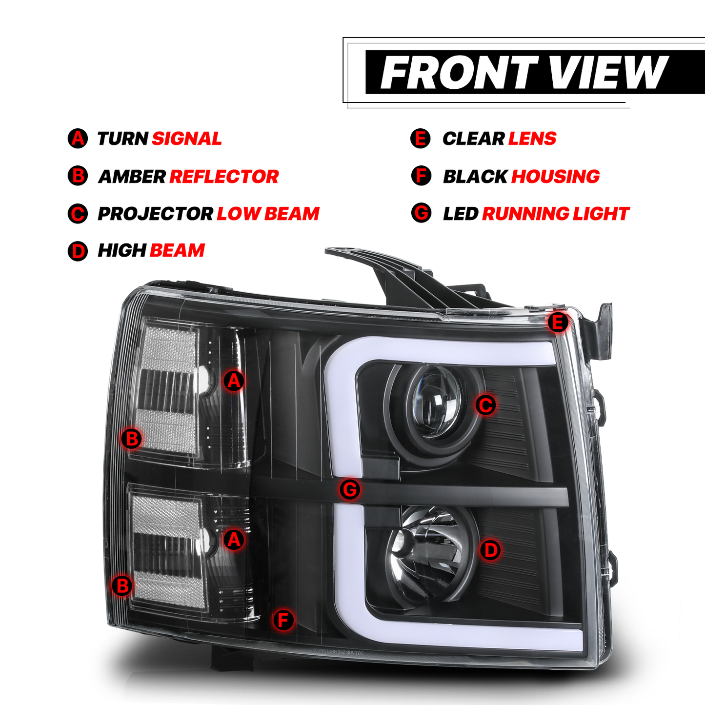 Projector Headlight w/LED DRL <br>07-14 Chevy Silverado