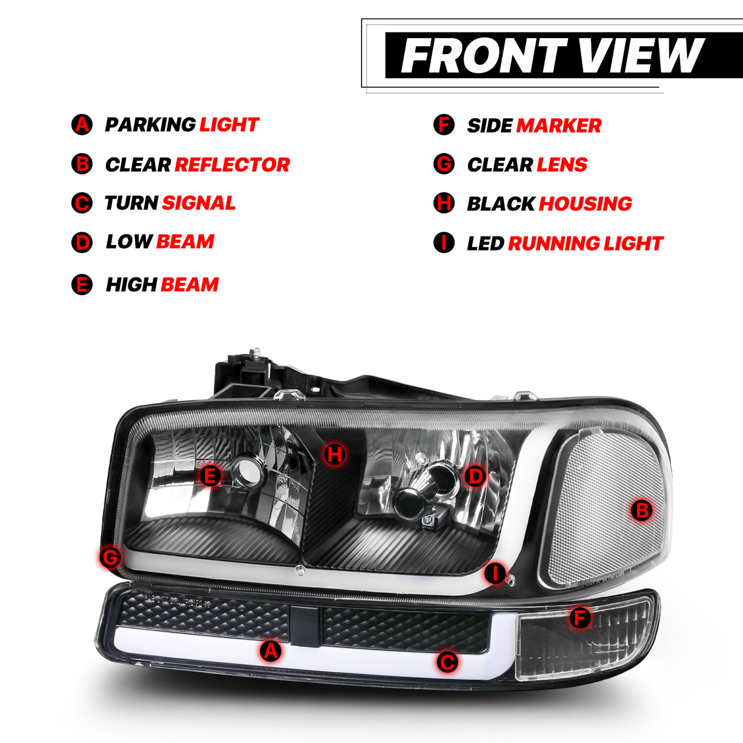 Switchback LED Strip Headlight <br>99-07 GMC Sierra, Yukon XL