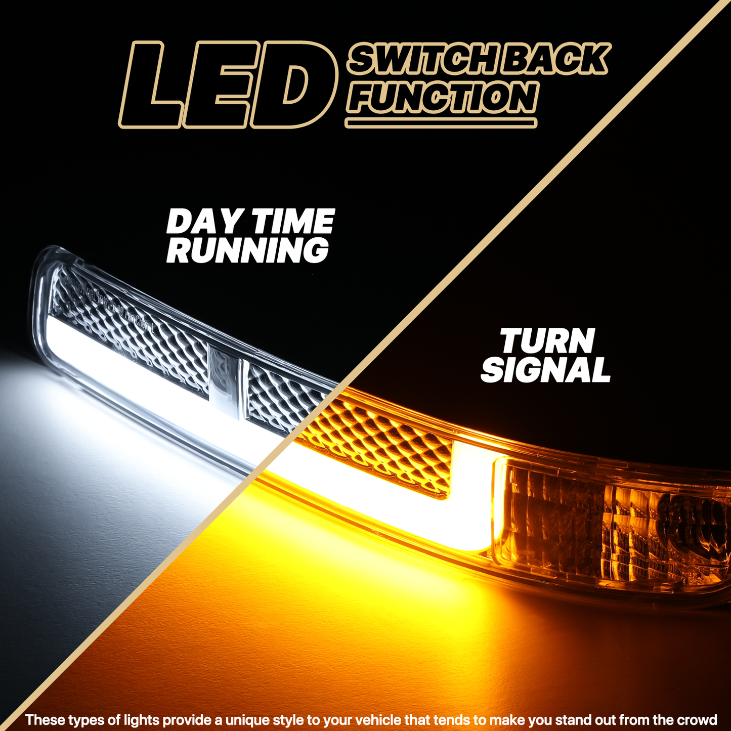 Switchback LED Strip Headlight (Smoked)<br>99-07 GMC Sierra, Yukon XL