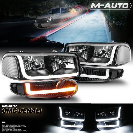 Switchback LED Strip Headlight <br>01-07 GMC Sierra, Yukon XL Denali