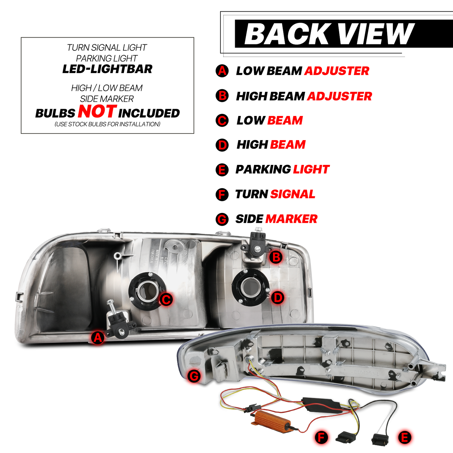 Switchback LED Strip Headlight (Chrome)<br>01-07 GMC Sierra, Yukon XL Denali