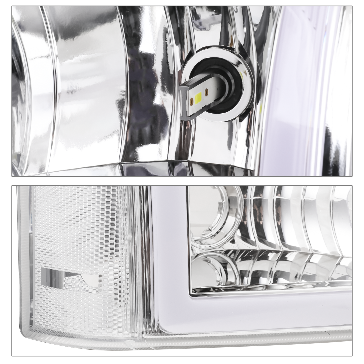 LED DRL Headlight+Bumper Light w/LED Bulbs (Chrome)<br>03-06 Chevy Silverado, Avalanche