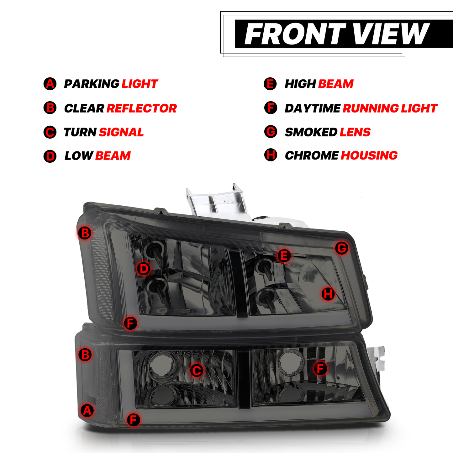 LED DRL Headlight+Bumper Light w/LED Bulbs (Smoked)<br>03-06 Chevy Silverado, Avalanche