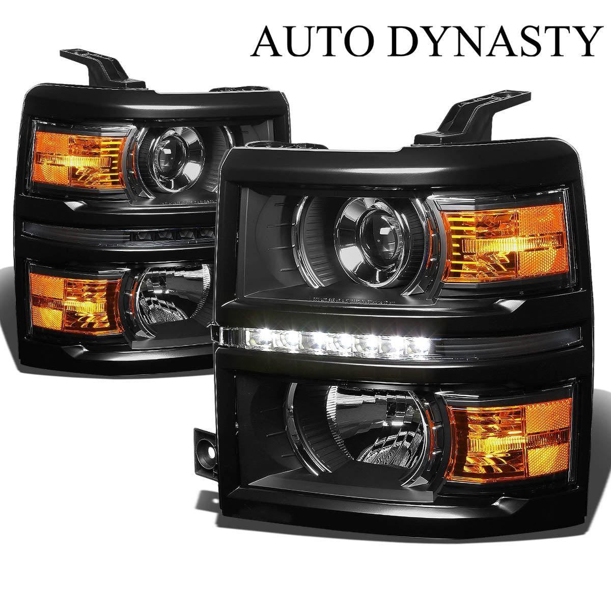 LED DRL Projector Bumper Lamp+Head Lights <br>14-15 Chevy Silverado 1500, 2500, 3500